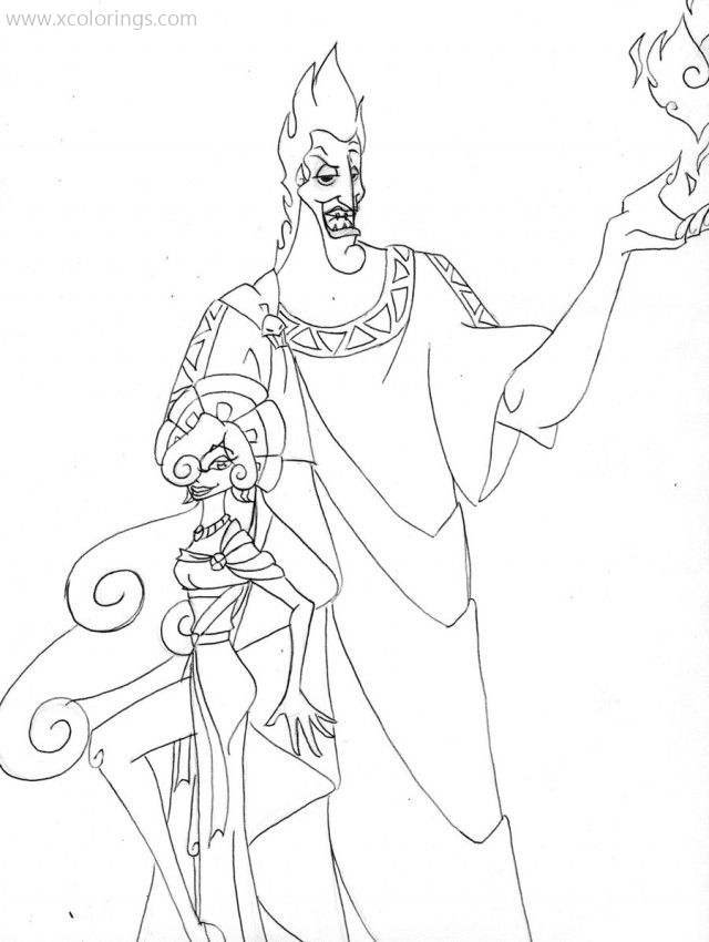 Free Disney Villains Coloring Pages Hades with Fires printable