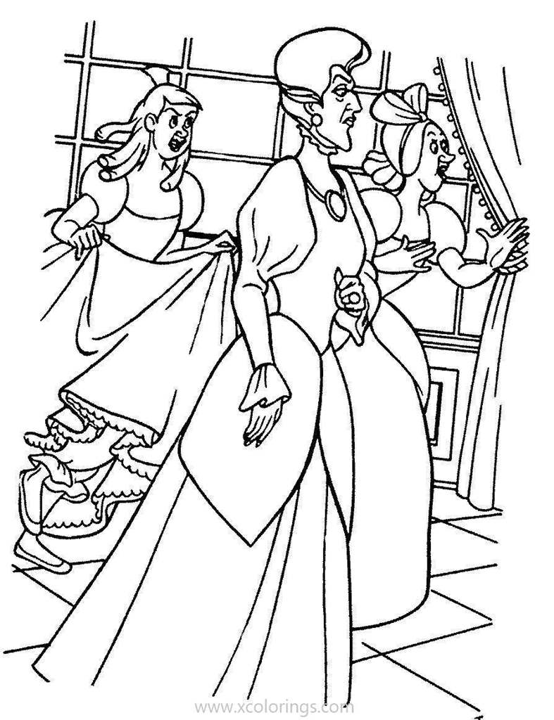 Disney Villains Coloring Pages Lady Tremaine Of Cinderella Xcolorings Com