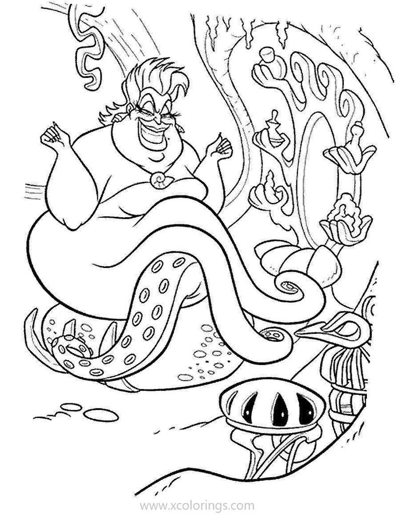 Disney Villains Coloring Pages Sea Witch Ursula - XColorings.com