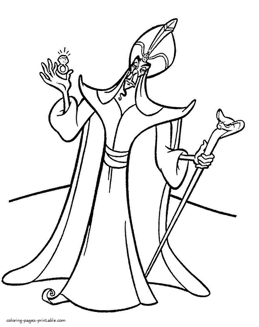 Free Disney villains coloring pages Jafar from Aladdin printable