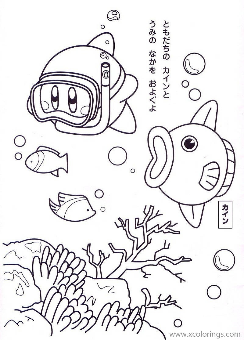Free Diver Kirby Coloring Page printable