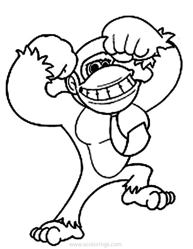 Free Donkey Kong Coloring Page Show His Muscles printable