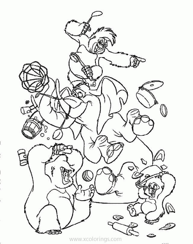 Free Donkey Kong Coloring Page with Elephant printable