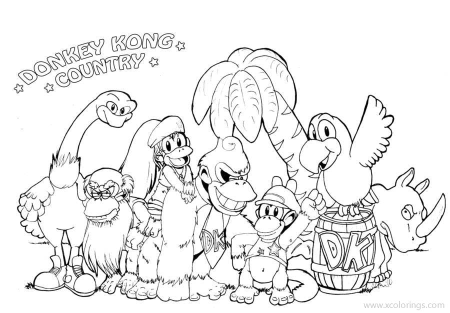 Free Donkey Kong Coloring Pages Characters printable