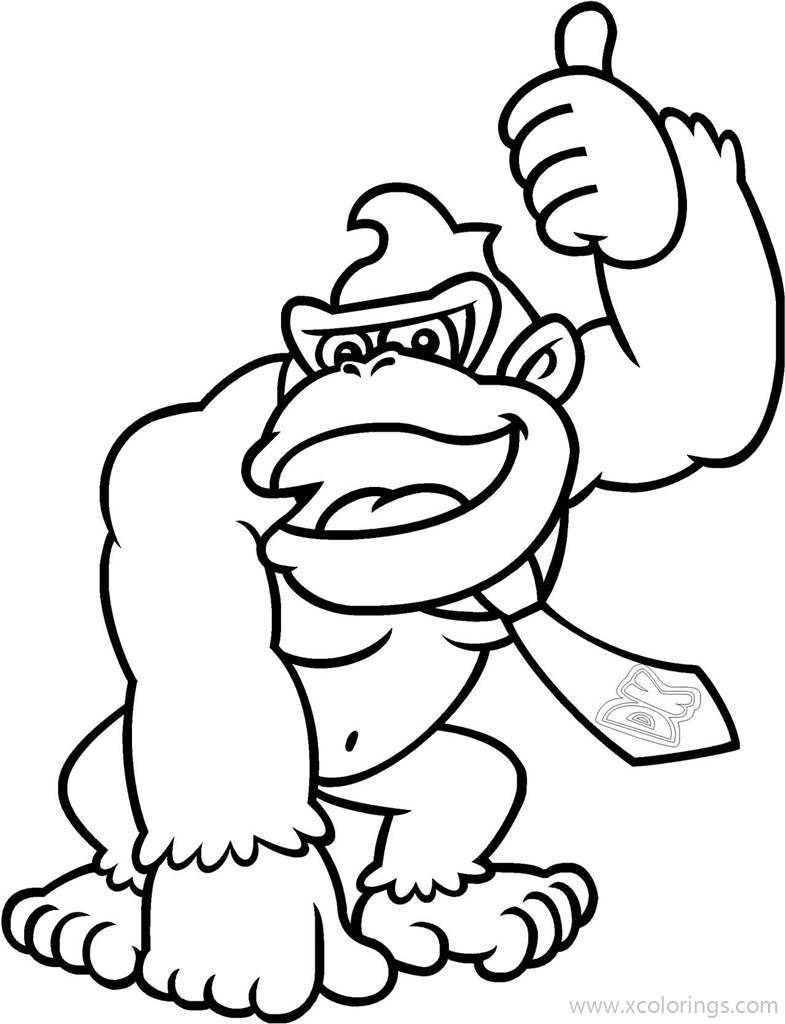 Free Donkey Kong Coloring Pages Thumbs Up printable
