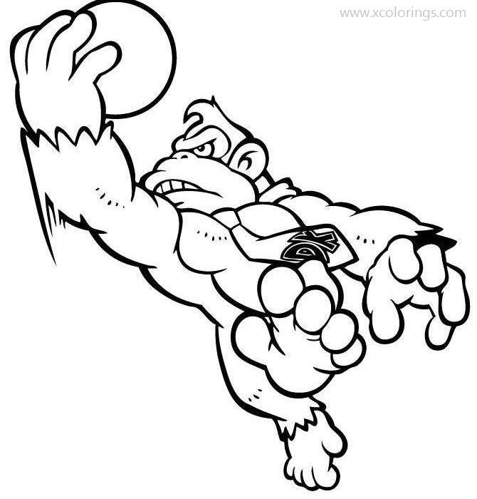 Free Donkey Kong Get The Ball Coloring Page printable
