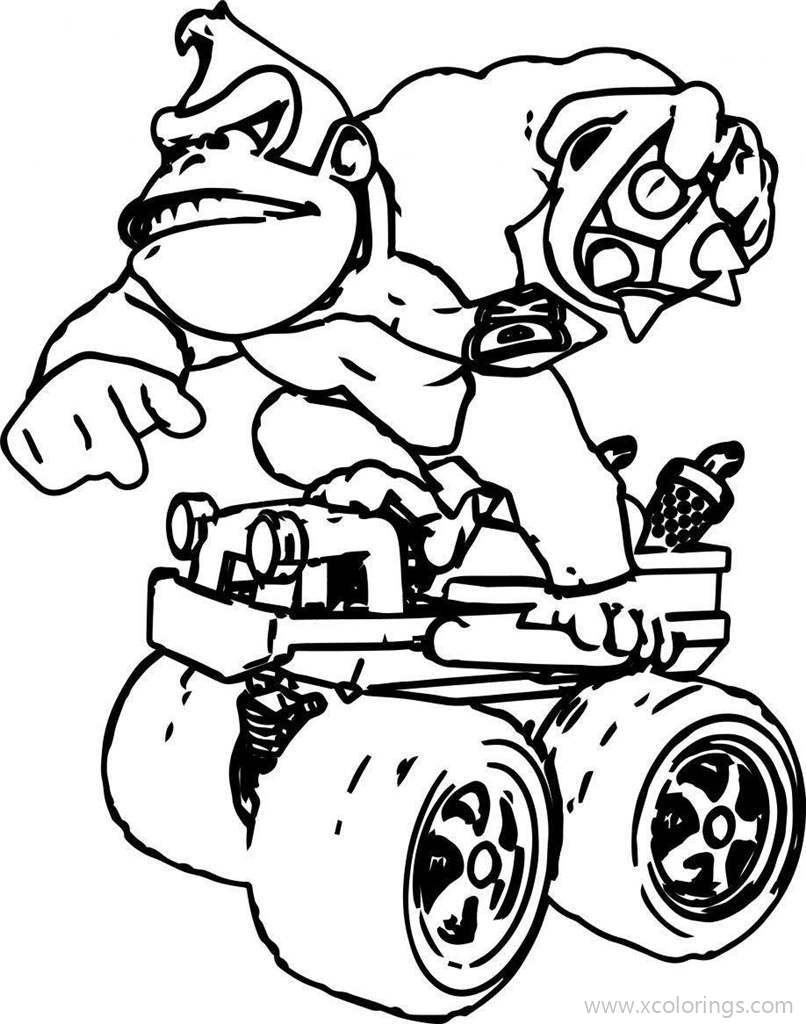 Free Donkey Kong On the Kart Coloring Page printable