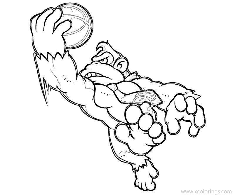 Free Donkey Kong Playing Basketball Coloring Pages printable