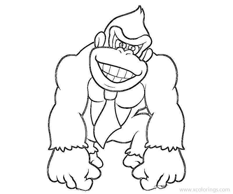 Free Donkey Kong Smiling Coloring Pages printable