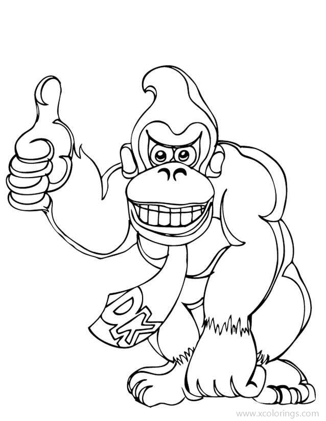 Free Donkey Kong Thumbs Up Coloring Page printable