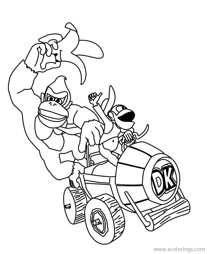 Free Donkey Kong from Mario Kart Coloring Pages printable