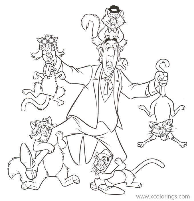 Free Edgar and Cats from Aristocats Coloring Pages printable