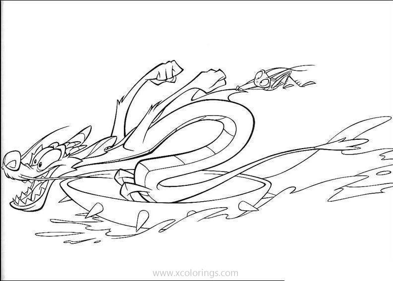 Free Fa Mulan Coloring Pages Mushu is Surfing printable