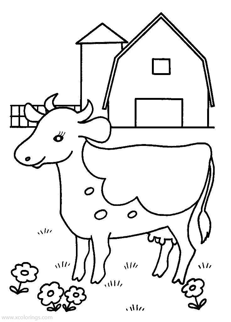 Free Farm Barn and Cow Coloring Pages printable