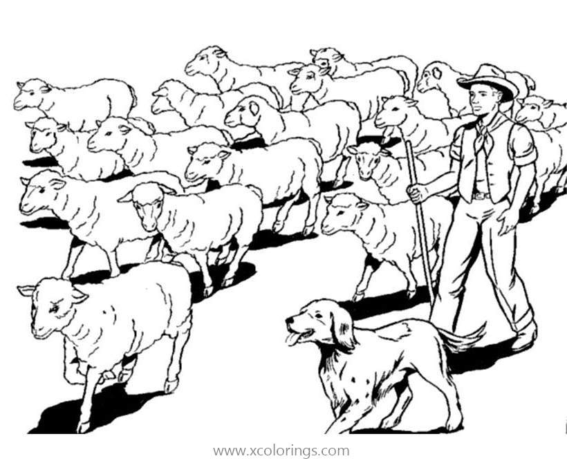 Free Farmer and Sheep Coloring Pages printable