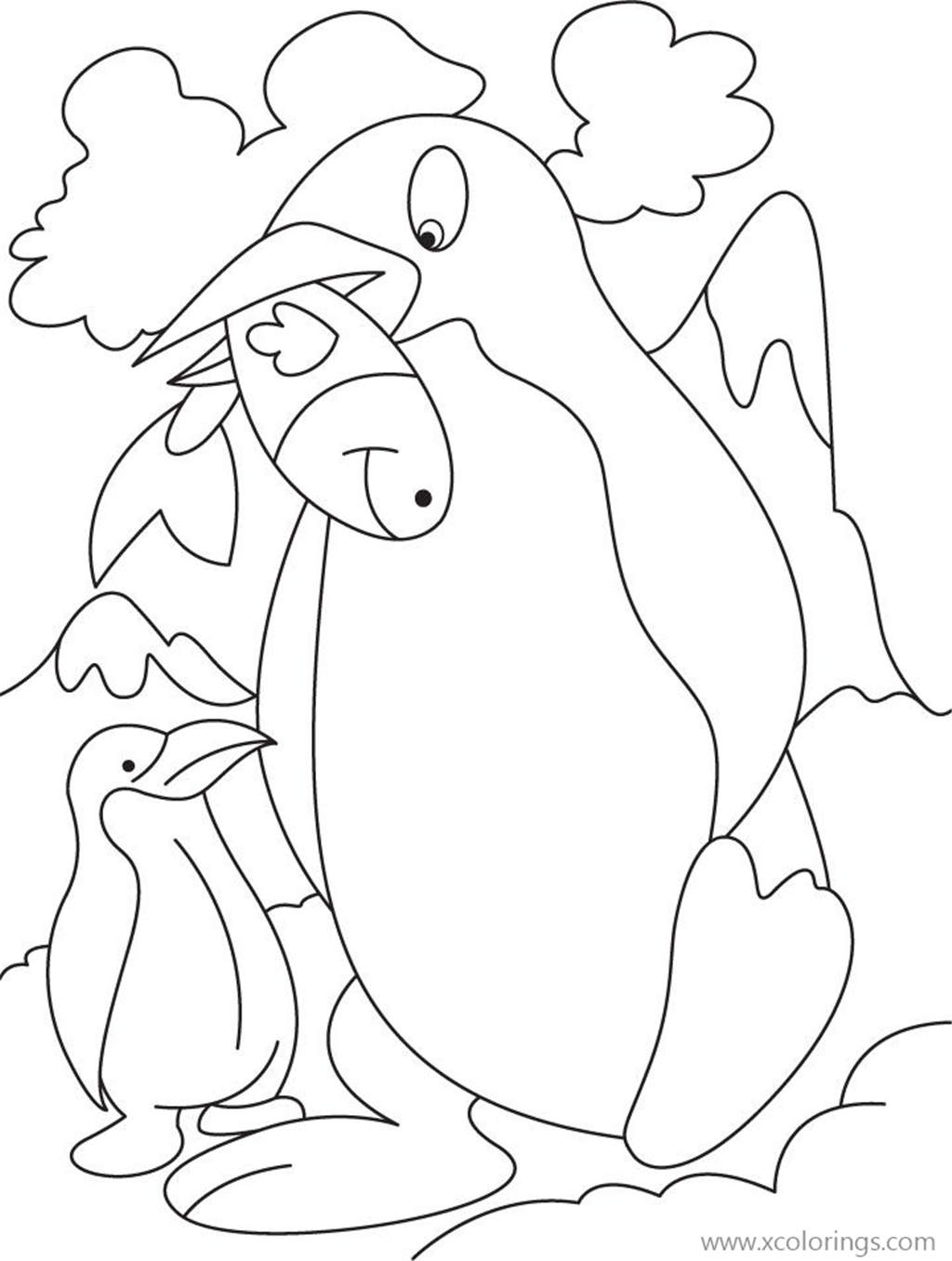 Free Feeding Baby Penguin Coloring Pages printable