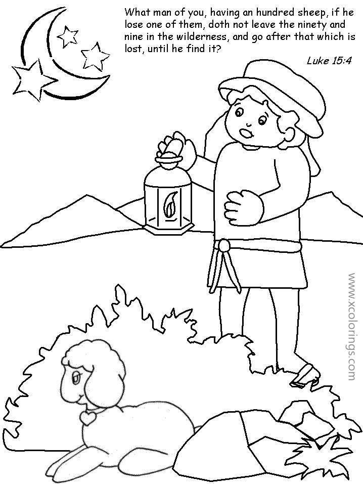 Free Find the Lost Sheep Coloring Page printable