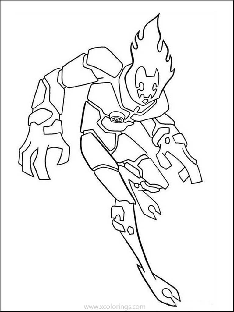Free Fireblast from Ben 10 Aliens Force Coloring Pages printable