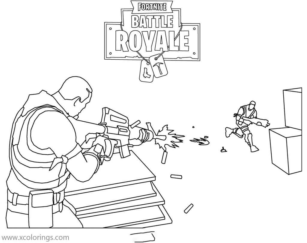 Free Fortnite Coloring Pages Fight Scene printable