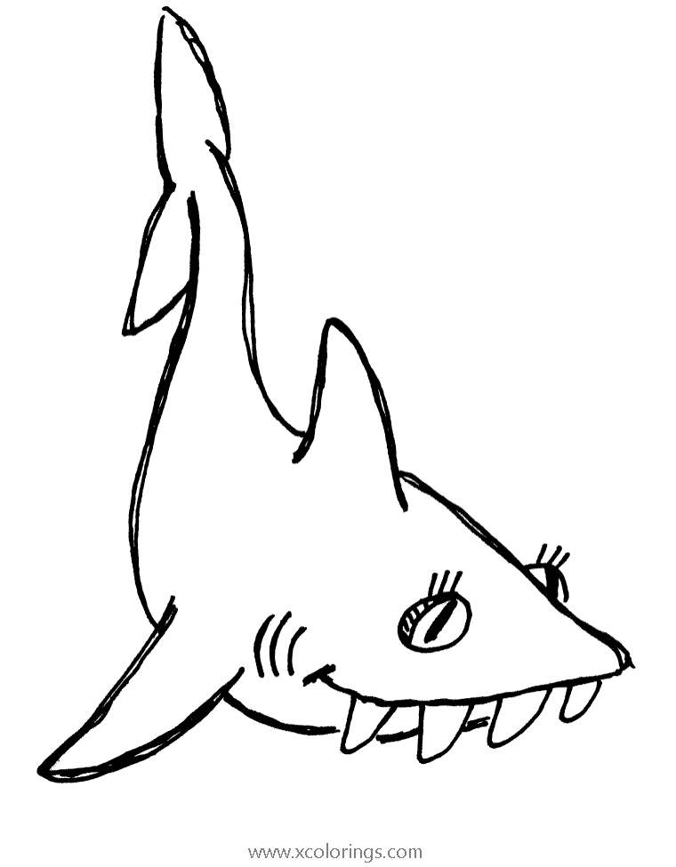 Free Funny Ocean Animals Shark Coloring Pages printable