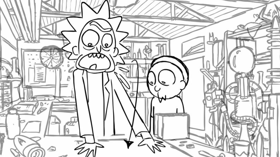 Free Garage Lab of Rick and Morty Coloring Pages printable