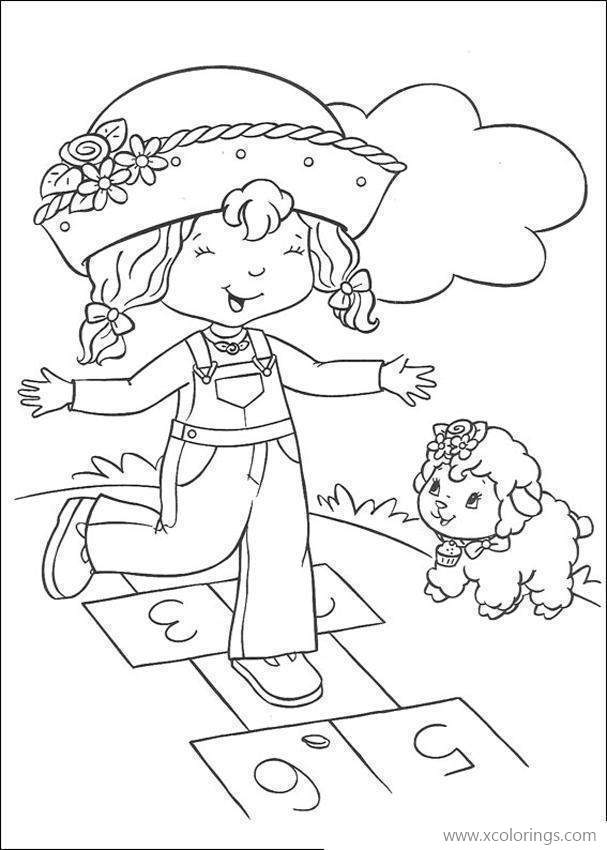 Free Girl and Sheep Lamp Coloring Pages printable