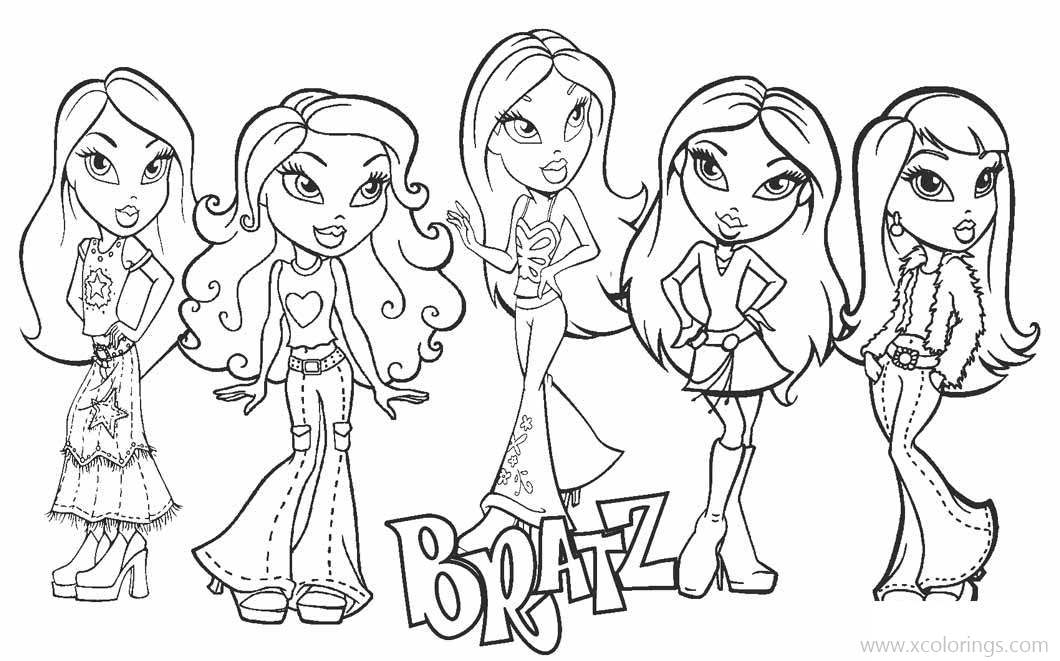 Free Girlz Characters from Bratz Coloring Pages printable