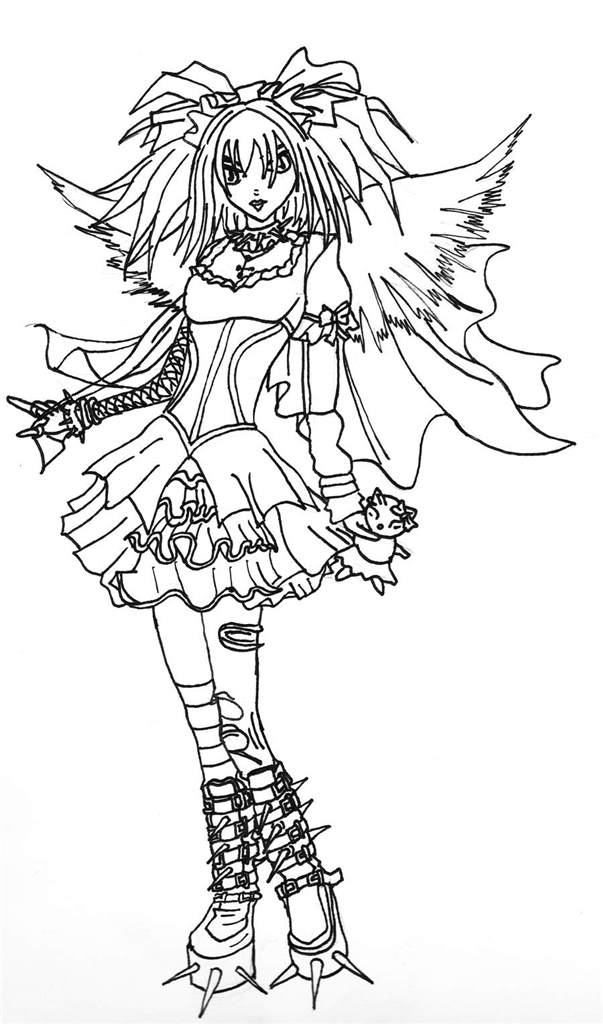 Free Gothic Angel Coloring Pages printable