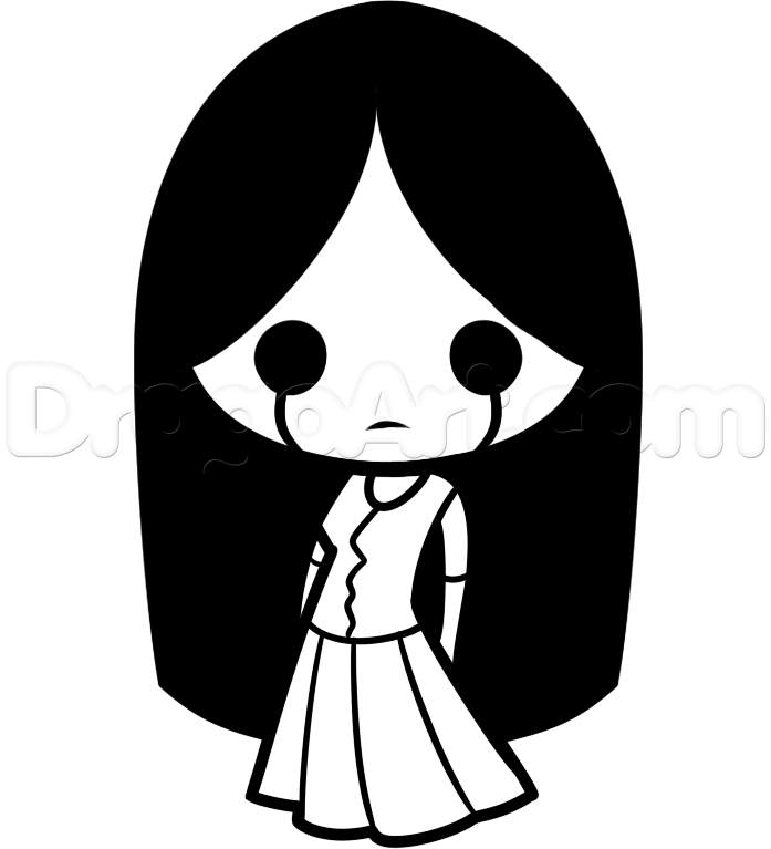 Free Gothic Coloring Pages Chibi Girl printable