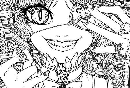 Free Gothic Coloring Pages One Eye Girl printable