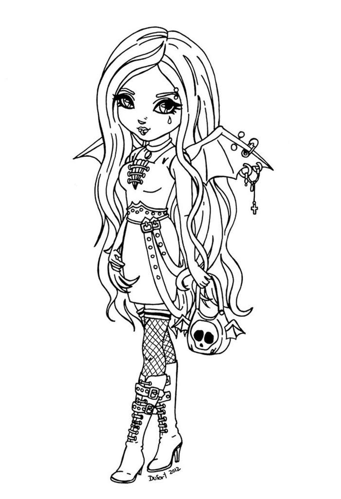 Free Gothic Coloring Pages Vampire Girl printable