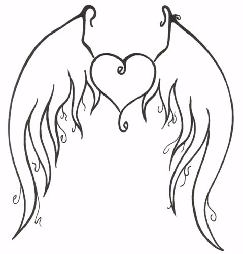 Free Gothic Coloring Pages Wings and Heart printable