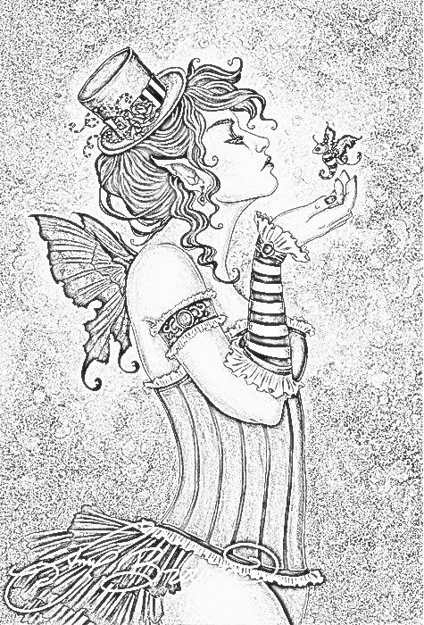 Free Gothic Fairy Coloring Pages with Small Wings printable