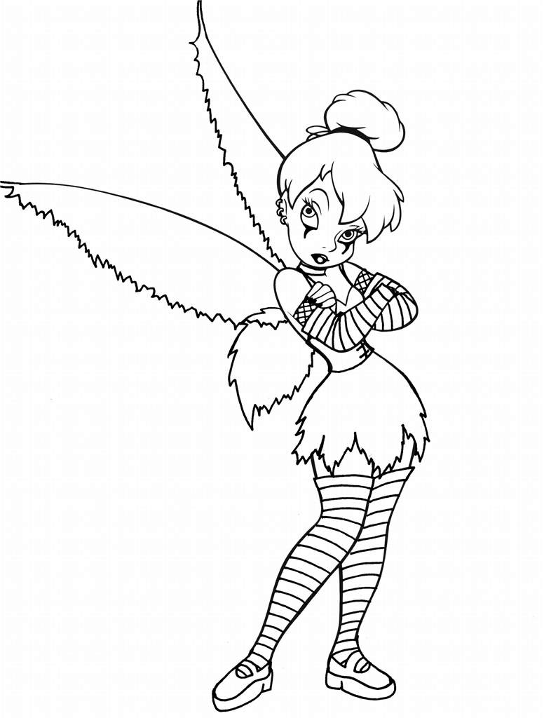 Free Gothic Fairy Tinkerbell Coloring Pages printable