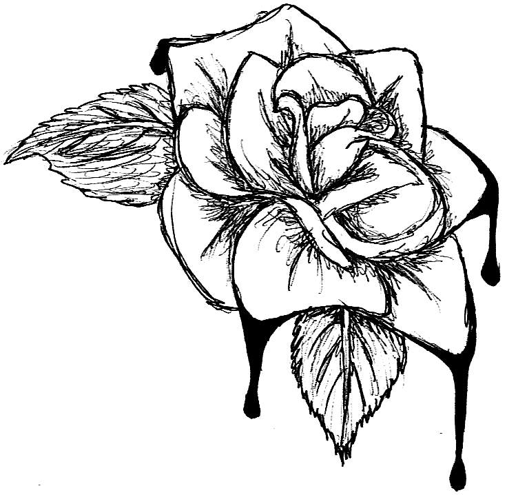 Free Gothic Flower with Blood Coloring Pages printable