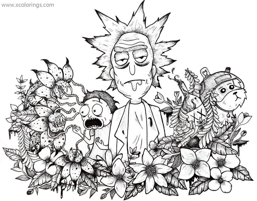 Free Gothic Rick and Morty Coloring Pages printable