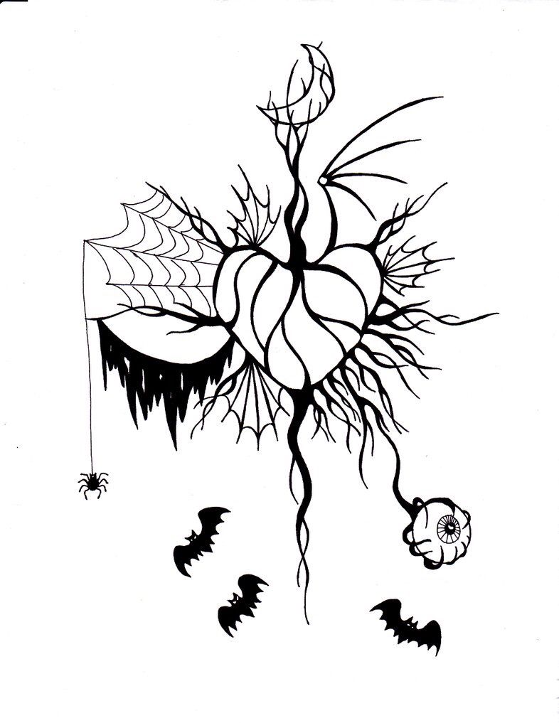 Free Gothic Tattoo Coloring Pages by Katie Korin printable