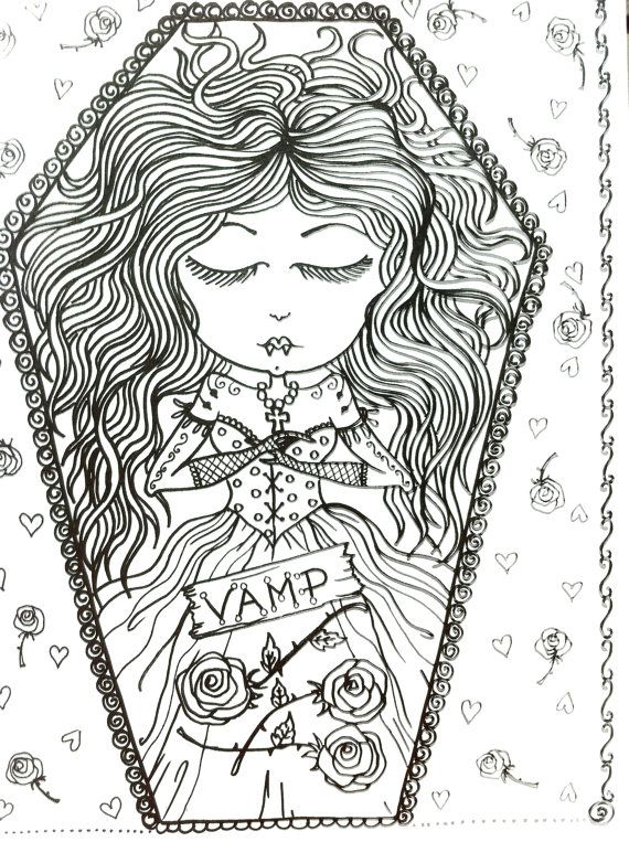 Free Gothic Vampire Girl Coloring Pages printable