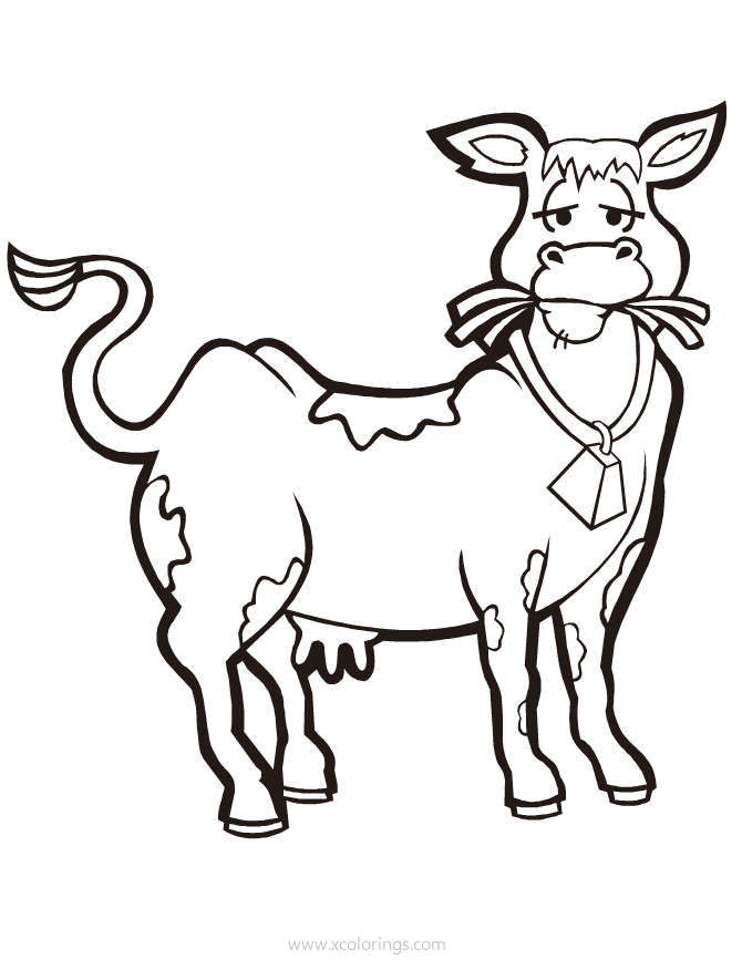 Free Grass in Cow's Mouth Coloring Pages printable