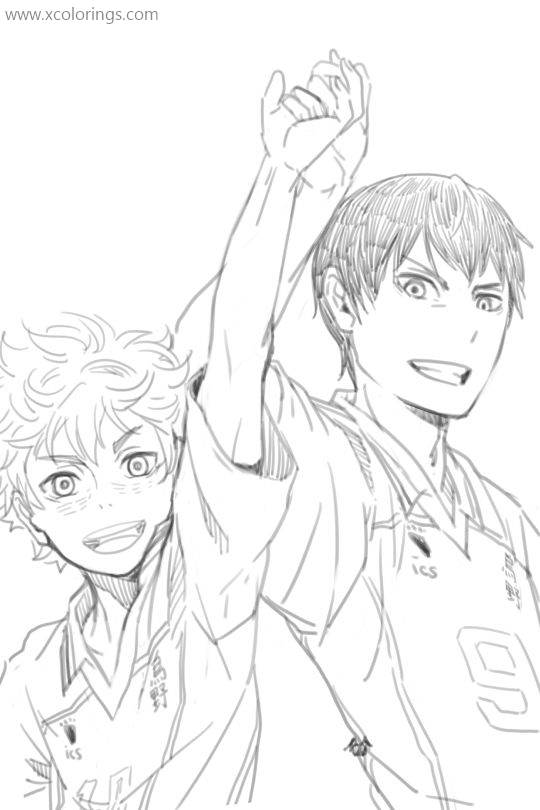 Haikyuu Coloring Pages Characters Kageyama and Hinata - XColorings.com