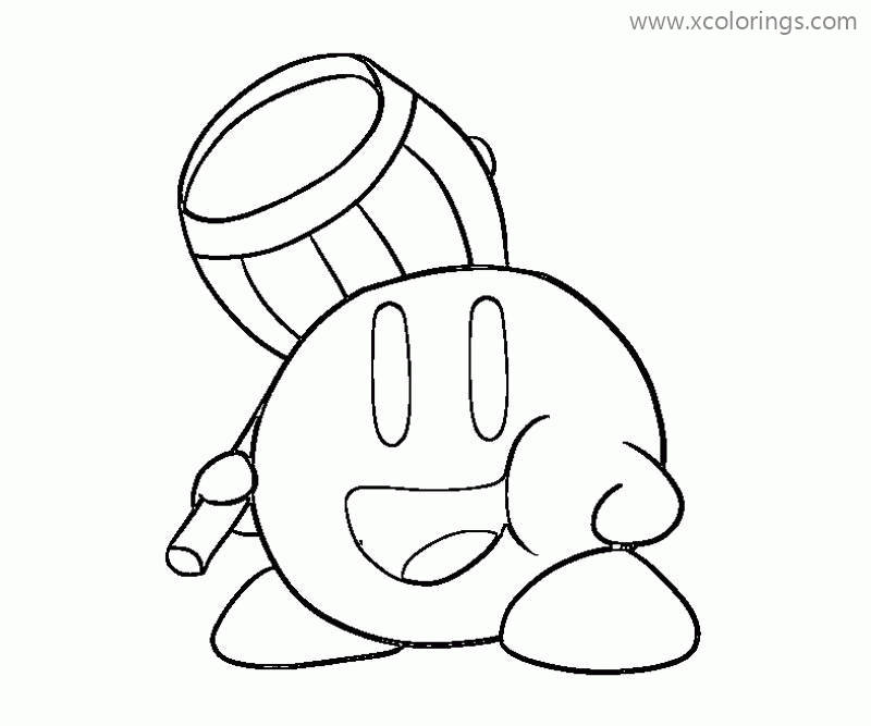 Free Hammer Kirby Coloring Page printable