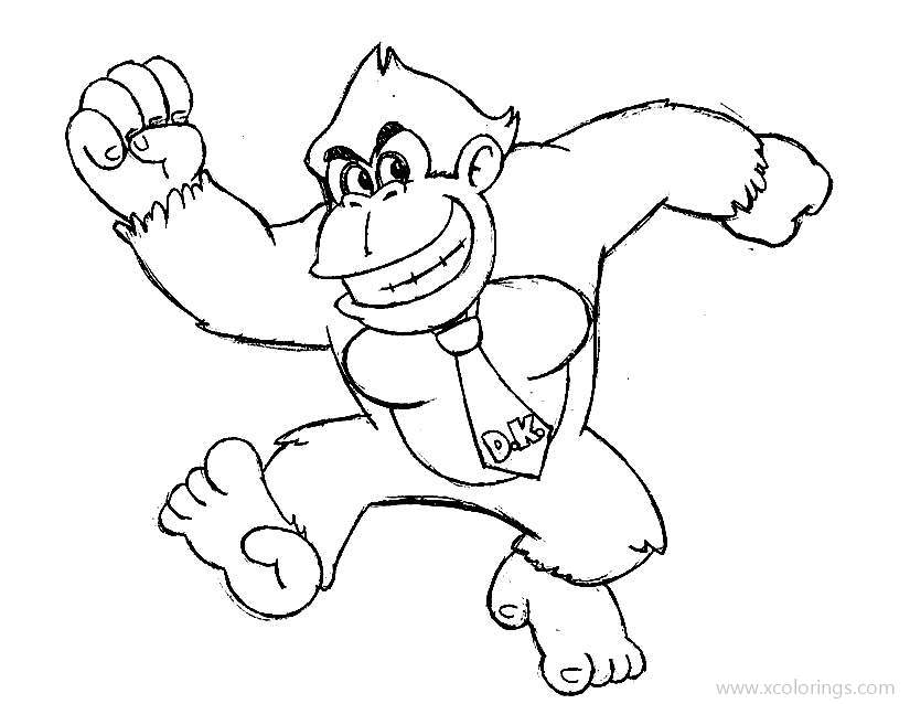 Free Happy Donkey Kong Coloring Page printable