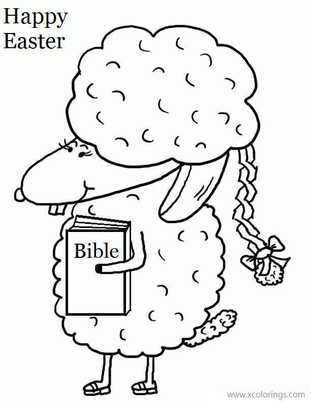 Free Happy Easter Sheep Coloring Pages printable