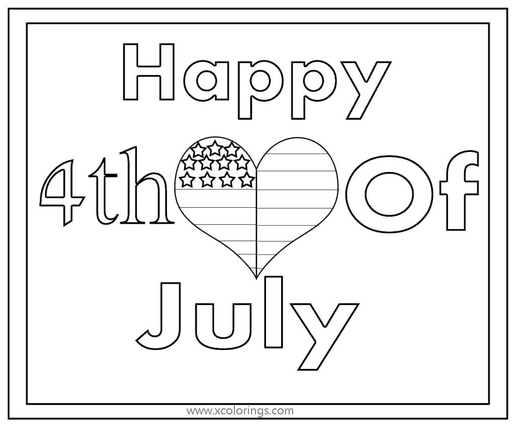 Free Happy Fourth of July Design Coloring Pages printable
