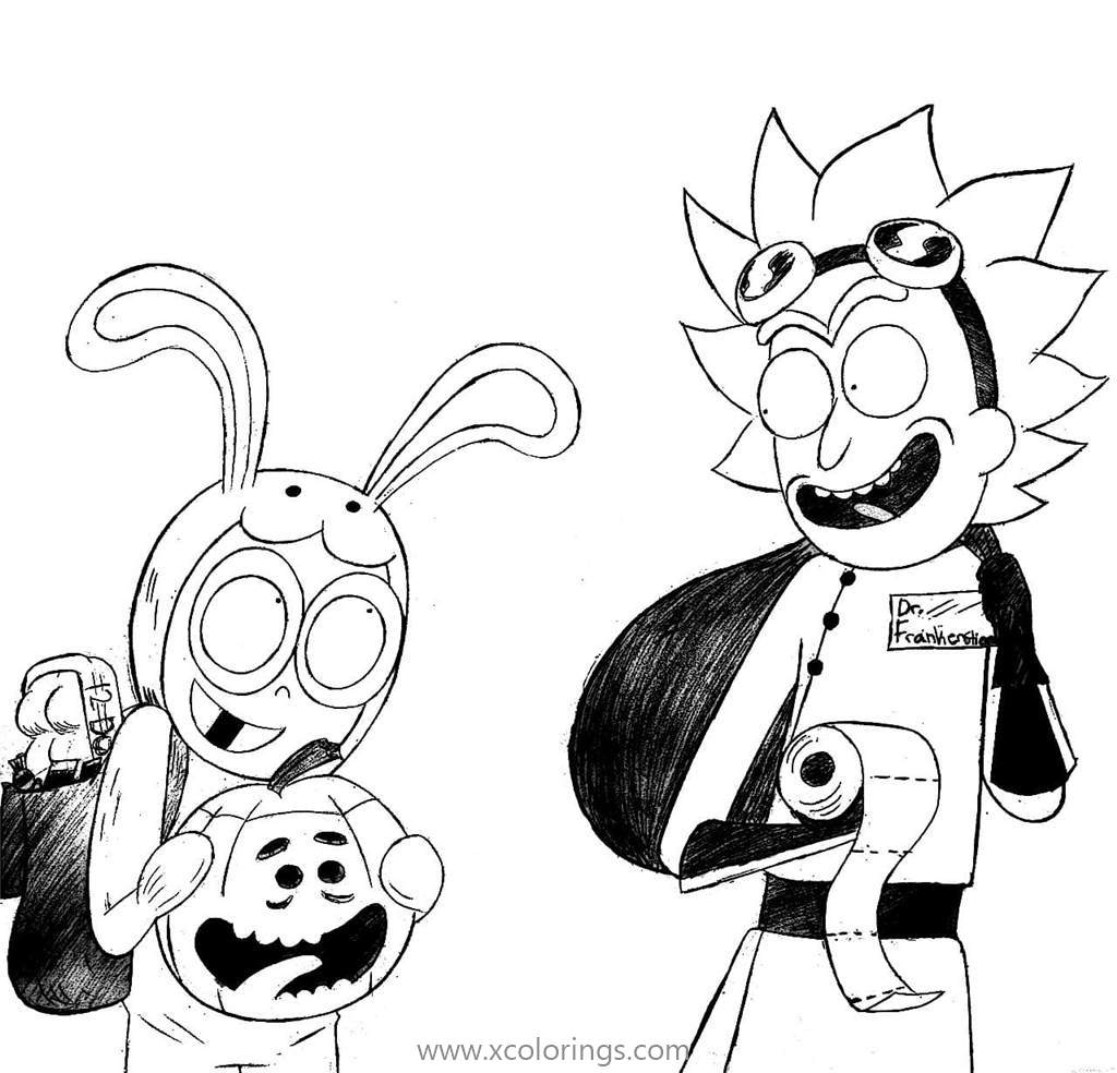 Free Happy Halloween Rick and Morty Coloring Pages printable
