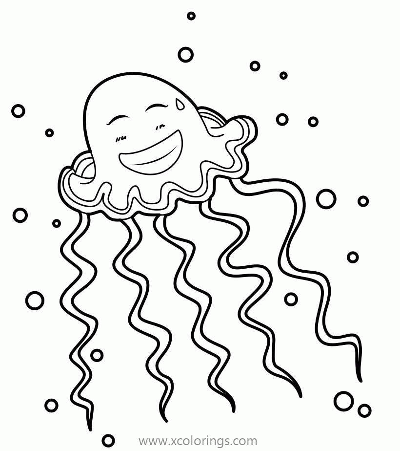 Free Happy Jellyfish Man Coloring Page printable