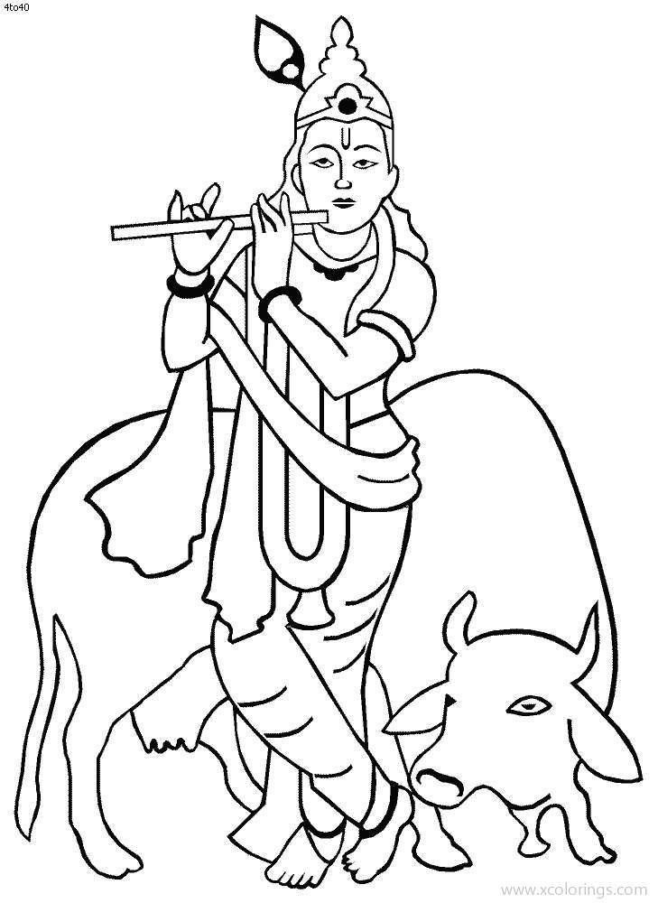 Free Holi Festival Cow Coloring Pages printable