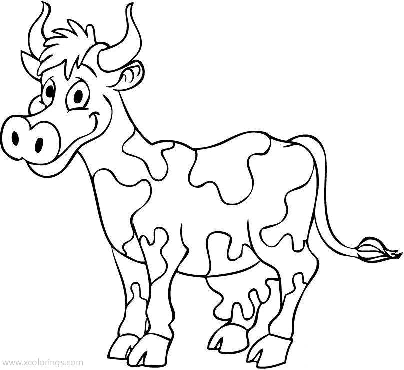 Free Holstein Cow with Horns Coloring Pages printable