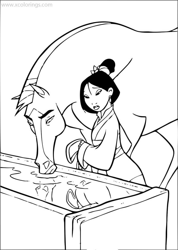 Free Horse of Mulan Coloring Pages printable