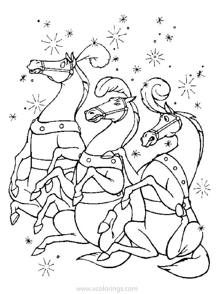 Free Horses from Cinderella Coloring Pages printable
